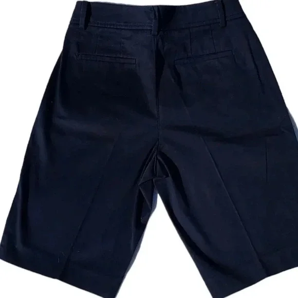 Talbots Perfect Womens Shorts Dark Blue Flat Front Cotton Blend 2 - Picture 4 of 15